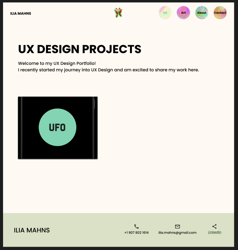 High-fidelity prototype design for portfolio website